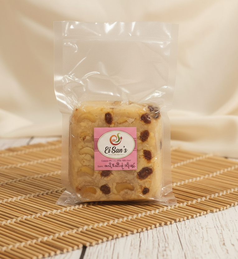 Myanmar Rice Cake Ei San’s Mandalay Style Sweet Sticky Rice Cake with Creamy Milk and As ...