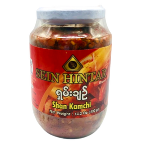 Sein Hintar Shan Chin in Glass Jar (ရှမ်းမုန့်ညှင်းချဉ် ပု လင်း)