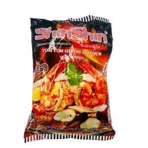 Shin Shin Instant Tom Yum Shrimp Flavor Rice Vermicelli ( ရှင်း ရှင်း အ သင့် စား ဆန် ကြာ ဇံ ပုဇွန် ချဉ် စပ် အ ရ သာ)