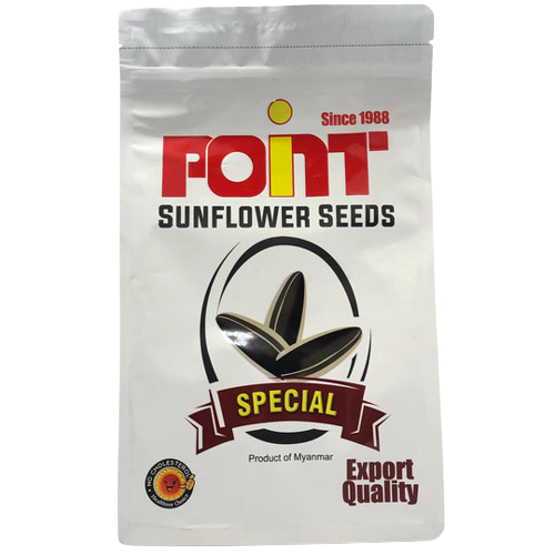 Point Roasted Sunflower Seeds with Garlic (3) Pkgs Inside - (ပွိုင့်မြန်မာကြက်သွန်ဖြူနေကြာစေ့)
