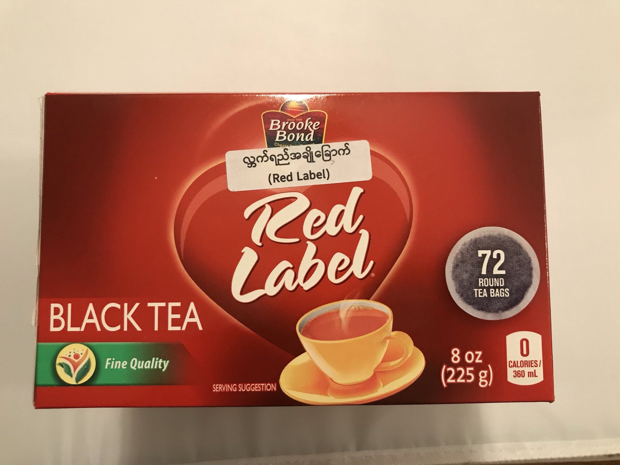 Red Label Black Tea (72) bags(Red Label အိန္ဒိယလက်ဘက်ရည်အချိုခြောက