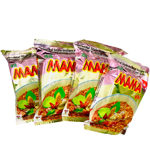 MAMA Tom Yum Noodles Shrimp Flavor (Pack of 4) တုံ ယမ်း ပု ဇွန် အ ရ သာ ခေါက် ဆွဲ)
