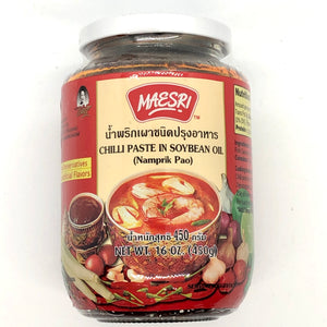 Thai Maesri Chili Paste in Soybean Oil - Namprik Pao (ထိုင်း ပဲ င ပိ အ နှစ် အ စပ်)